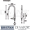 Bristan Champagne Easyfit Monobloc Sink Mixer Kitchen Tap Dimensions